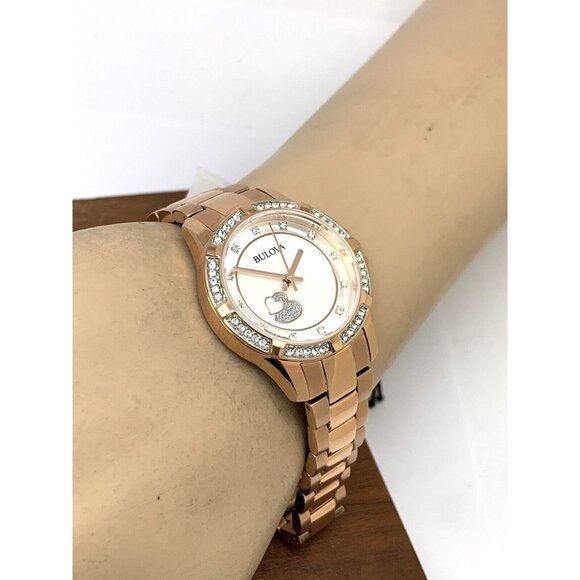 Bulova Women's Watch 98L303 Quartz Crystal Accent Rose Gold Stainless Steel - Picture 6 of 14